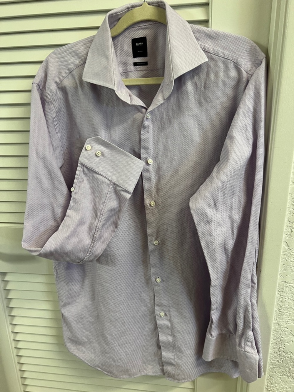 BOSS Men's Dress Shirt in Light Lavender size 17 business attire